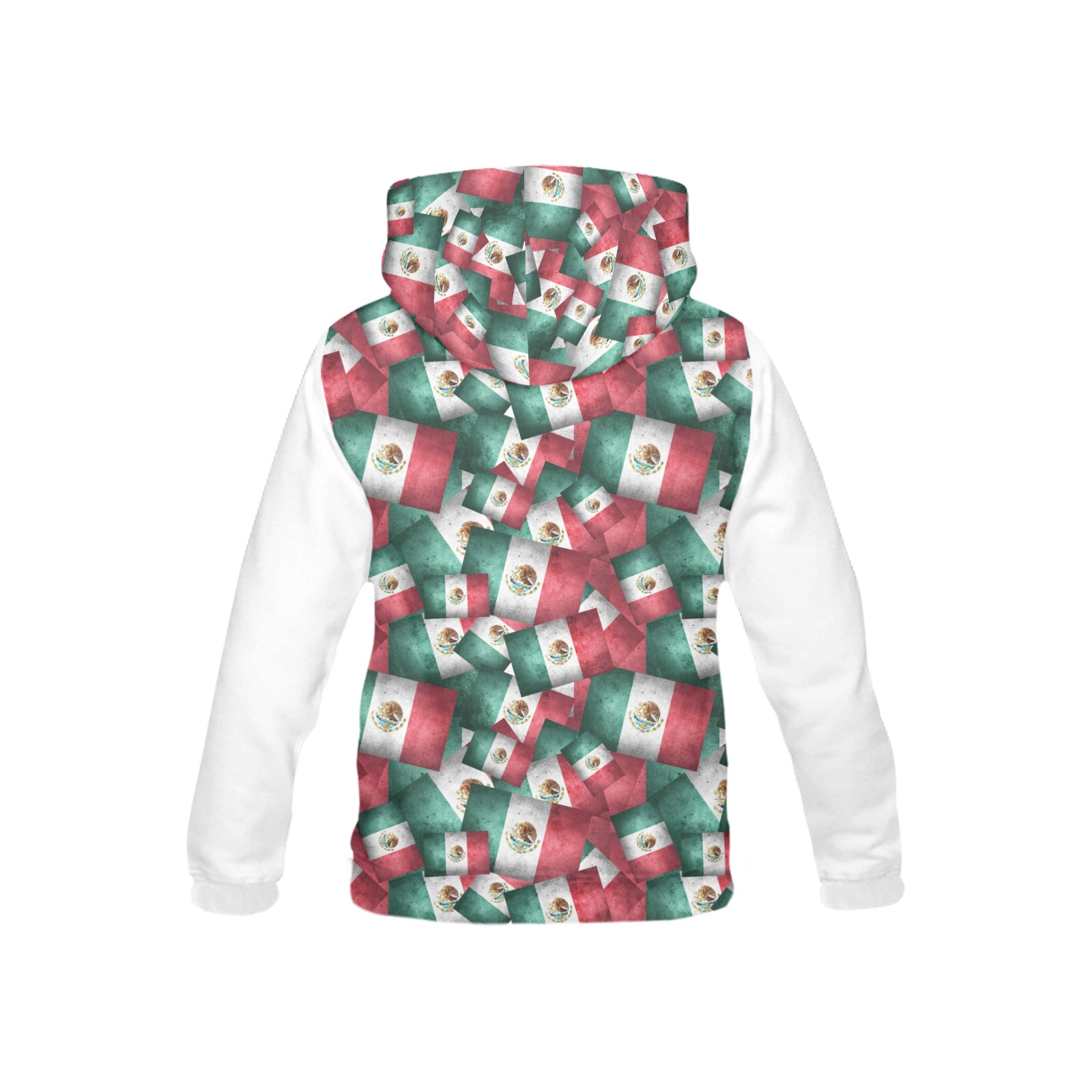 Mexican Pattern - Flags of Mexico  / White All Over Print Hoodie for Kid (USA Size) (Model H13)