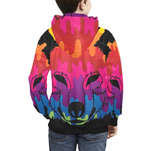 Colorful Wolf kids hoodie Kids' All Over Print Hoodie (Model H38)