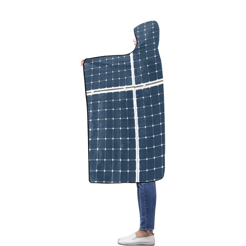 Solar Technology Power Panel Image Sun Energy Flannel Hooded Blanket 56''x80''