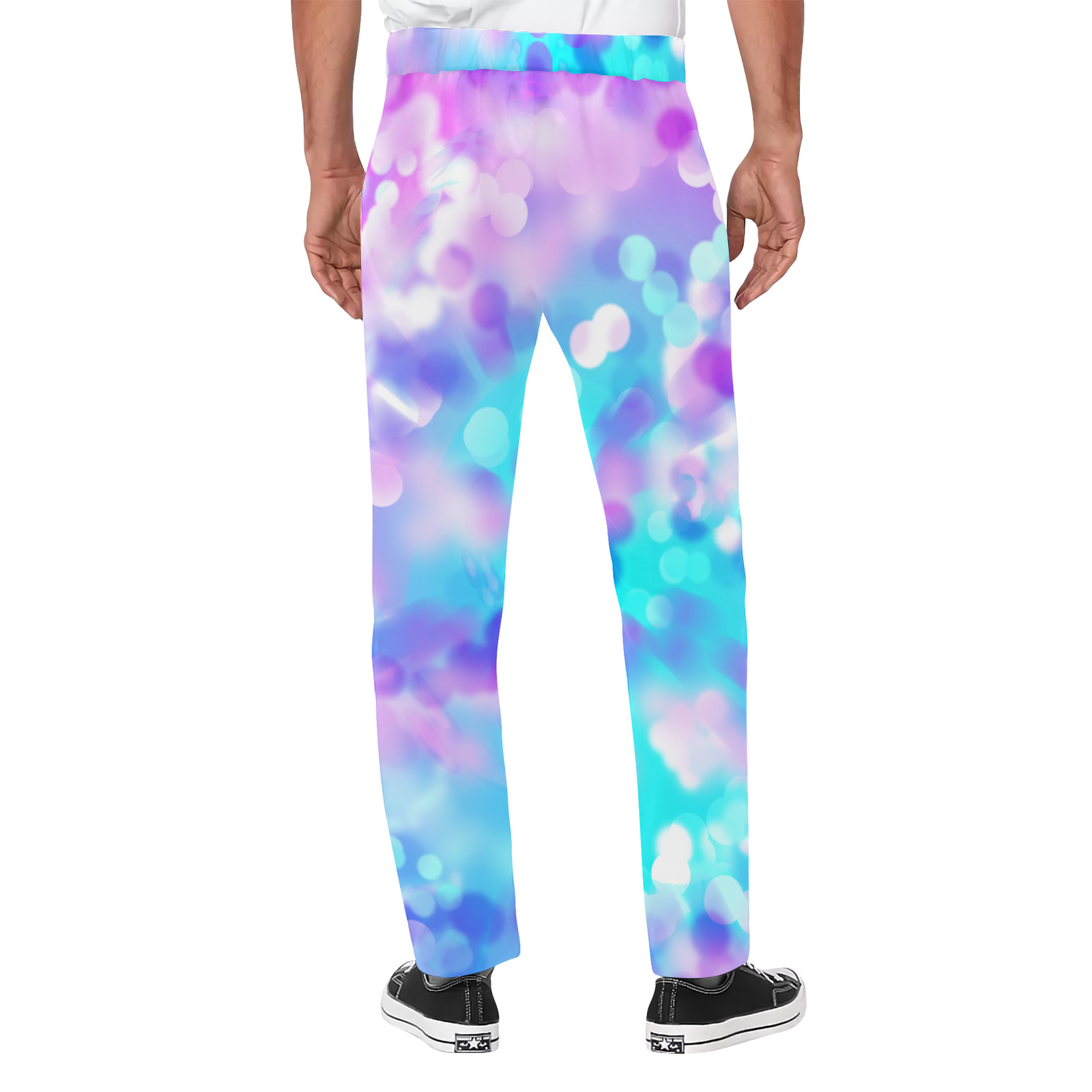Purple And Blue Bokeh 7518 Men's All Over Print Casual Trousers (Model L68)