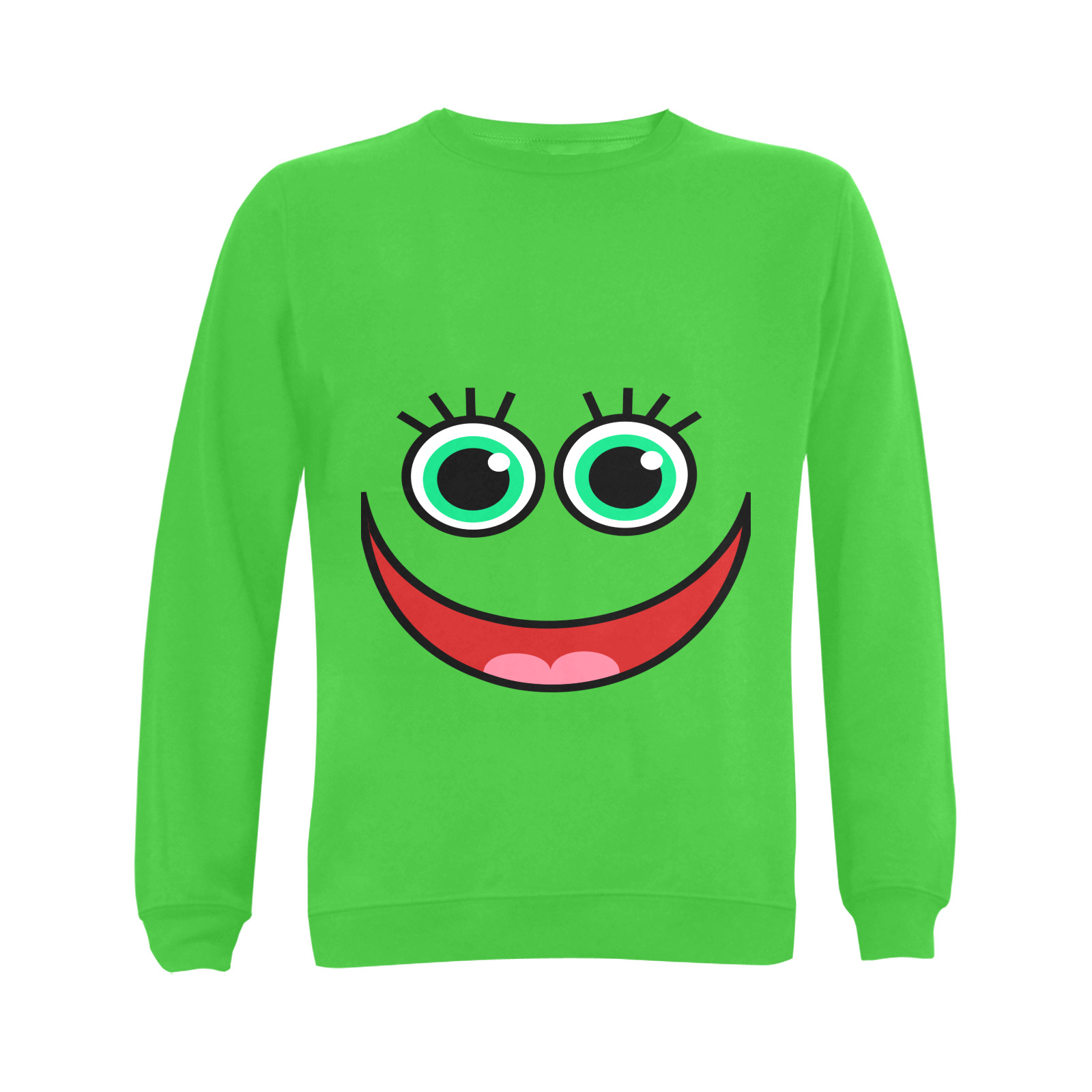 Don’t Worry Be Happy Cartoon Face Gildan Crewneck Sweatshirt(NEW) (Model H01)