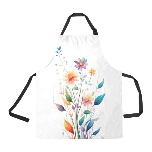 A bunch of colorful wildflowers. Charming art. All Over Print Apron