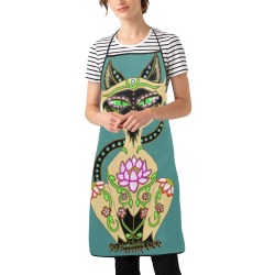 Siamese Cat Sugar Skull Women's Overlock Apron