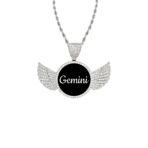 bb 5twtt Wings Silver Photo Pendant with Rope Chain