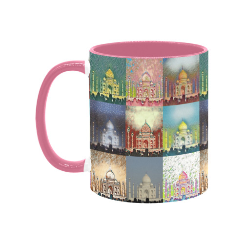 Taj Mahal, Agra, India Collage Custom Inner Color Mug (11oz)