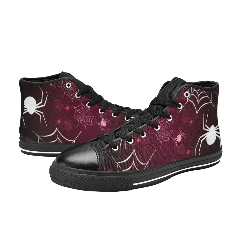 Spider Web and Spider Kids Shoes High Top Canvas Shoes for Kid (Model 017)