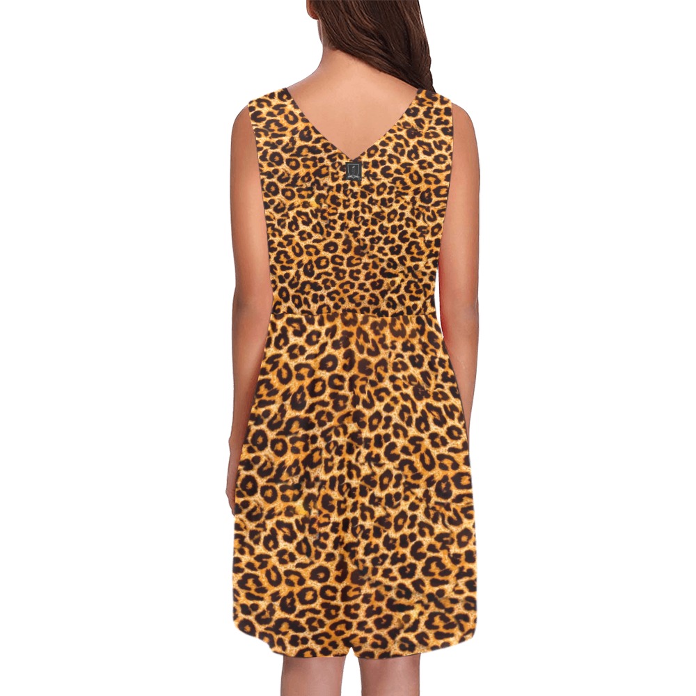 DIONIO Clothing - Ladies' Cheetah Chryseis Sleeveless Pleated Dress Chryseis Sleeveless Pleated Dress(Model D07)