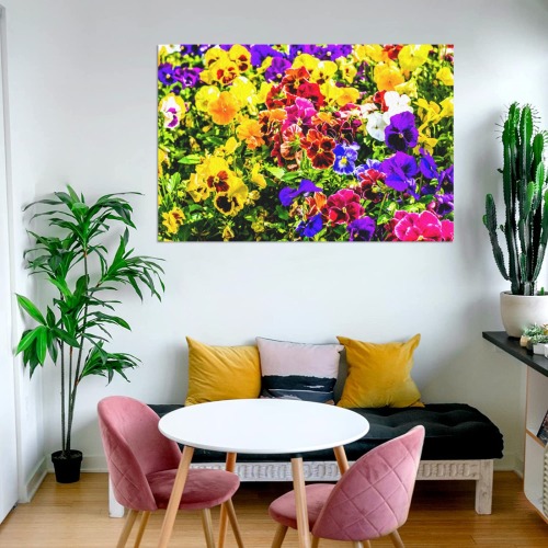 Viola Tricolor Flower colorful beautiful spring Frame Canvas Print 48"x32"