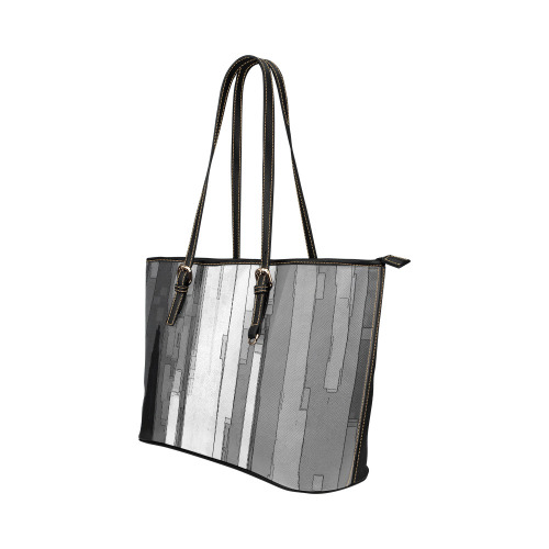 Greyscale Abstract B&W Art Leather Tote Bag/Large (Model 1651)