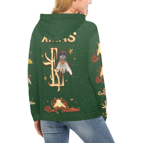 MERRY Xmas Collectable Fly All Over Print Hoodie for Women (USA Size) (Model H13)