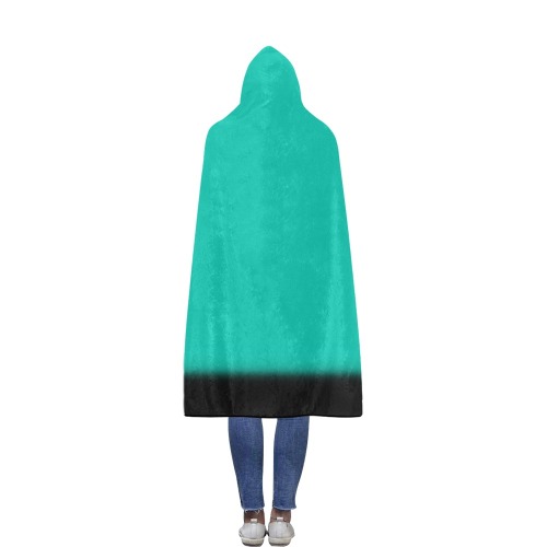 Teal Ombre Flannel Hooded Blanket 56''x80''
