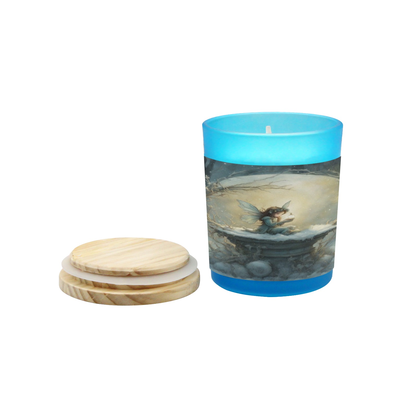 Christmas Wish Blue Glass Candle Cup (Wood Sage & Sea Salt)