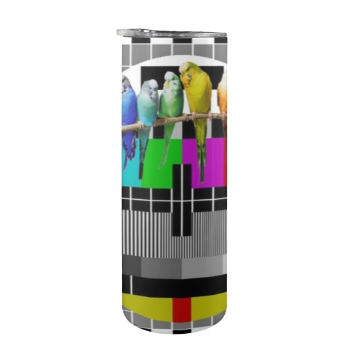 Rainbow Test Card Budgies 20oz Tall Skinny Tumbler with Lid and Straw