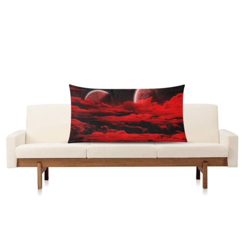 Red Black Moon Cloud Rectangle Pillow Case 20"x36"(Twin Sides)