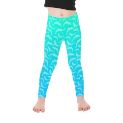 Kids Aqua Sky Ombre Dolphins Leggings Kid's Ankle Length Leggings (Model L06)