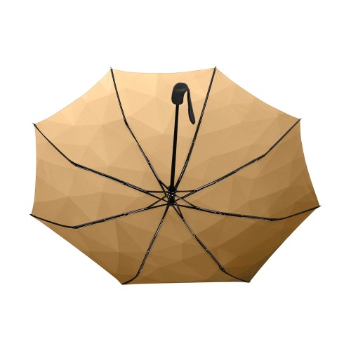 Brown gradient geometric mesh pattern Anti-UV Auto-Foldable Umbrella (Underside Printing) (U06)