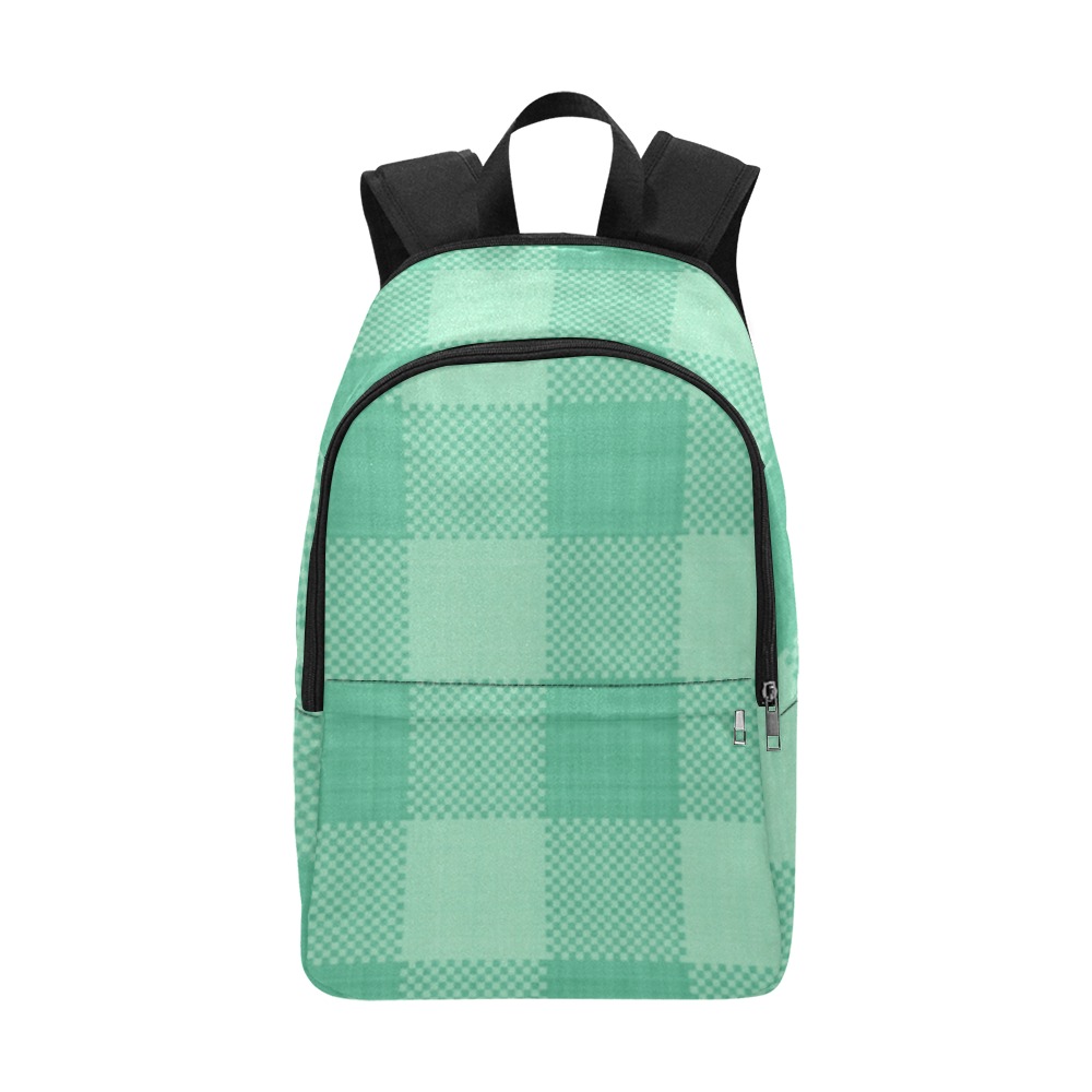Mint Green Plaid Fabric Backpack for Adult (Model 1659)