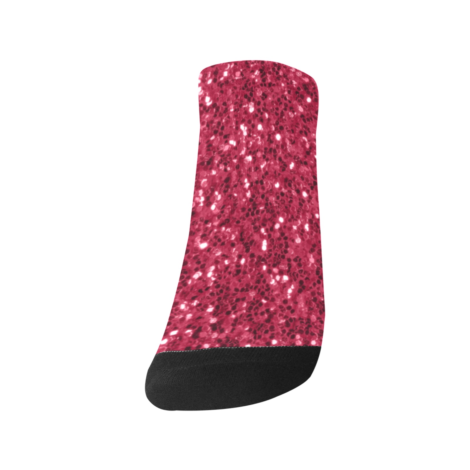 Magenta dark pink red faux sparkles glitter Women's Ankle Socks