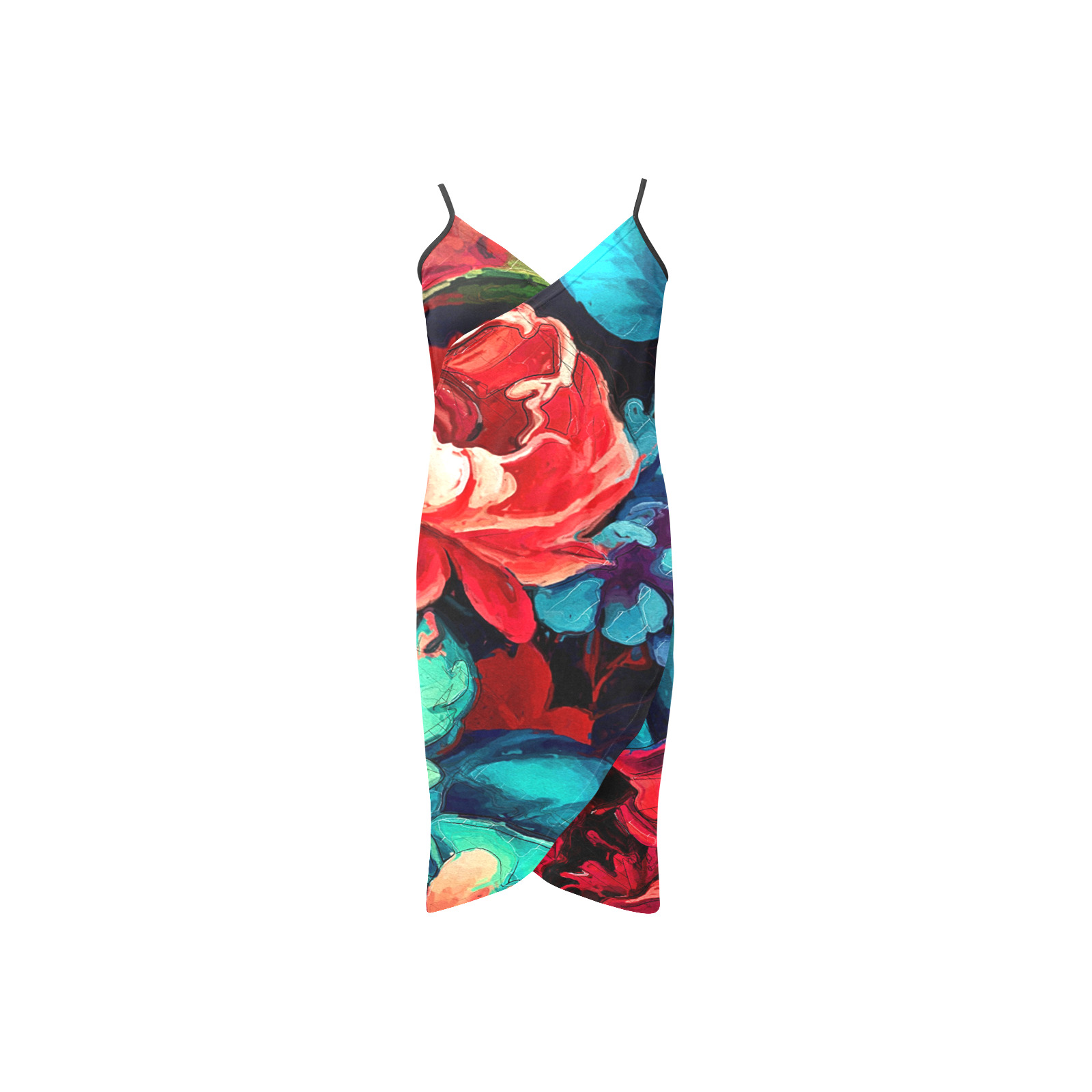 flowers botanic art (6) dress fashion Spaghetti Strap Backless Beach Cover Up Dress (Model D65)