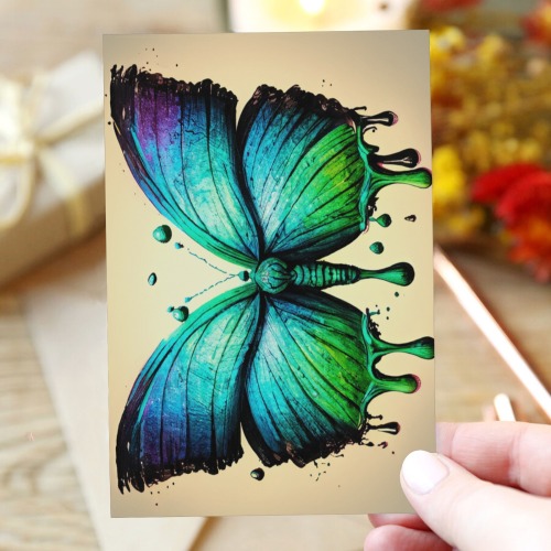 pastel paint droplets the image of a butterfly 2 Greeting Card 4"x6"