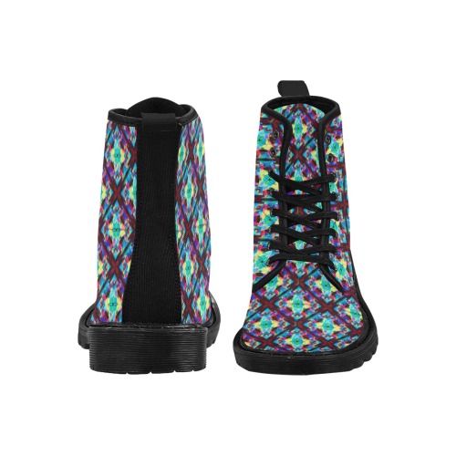 Rainbow blocks Martin Boots for Women (Black) (Model 1203H)