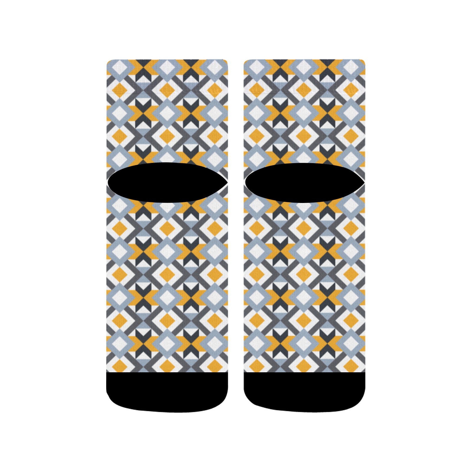 Retro Angles Abstract Geometric Pattern Quarter Socks