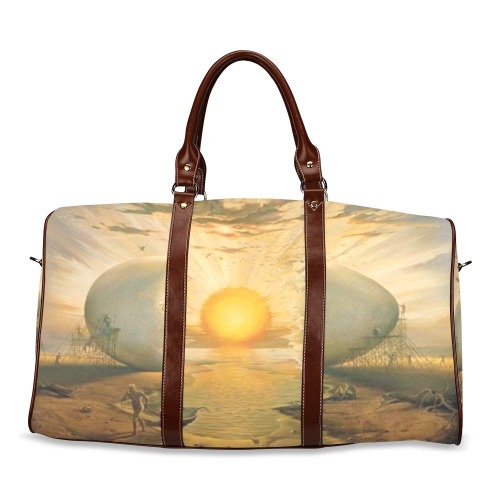 broken egg and sun viewed in the middle at the seatravel bag Waterproof Travel Bag/Large (Model 1639)