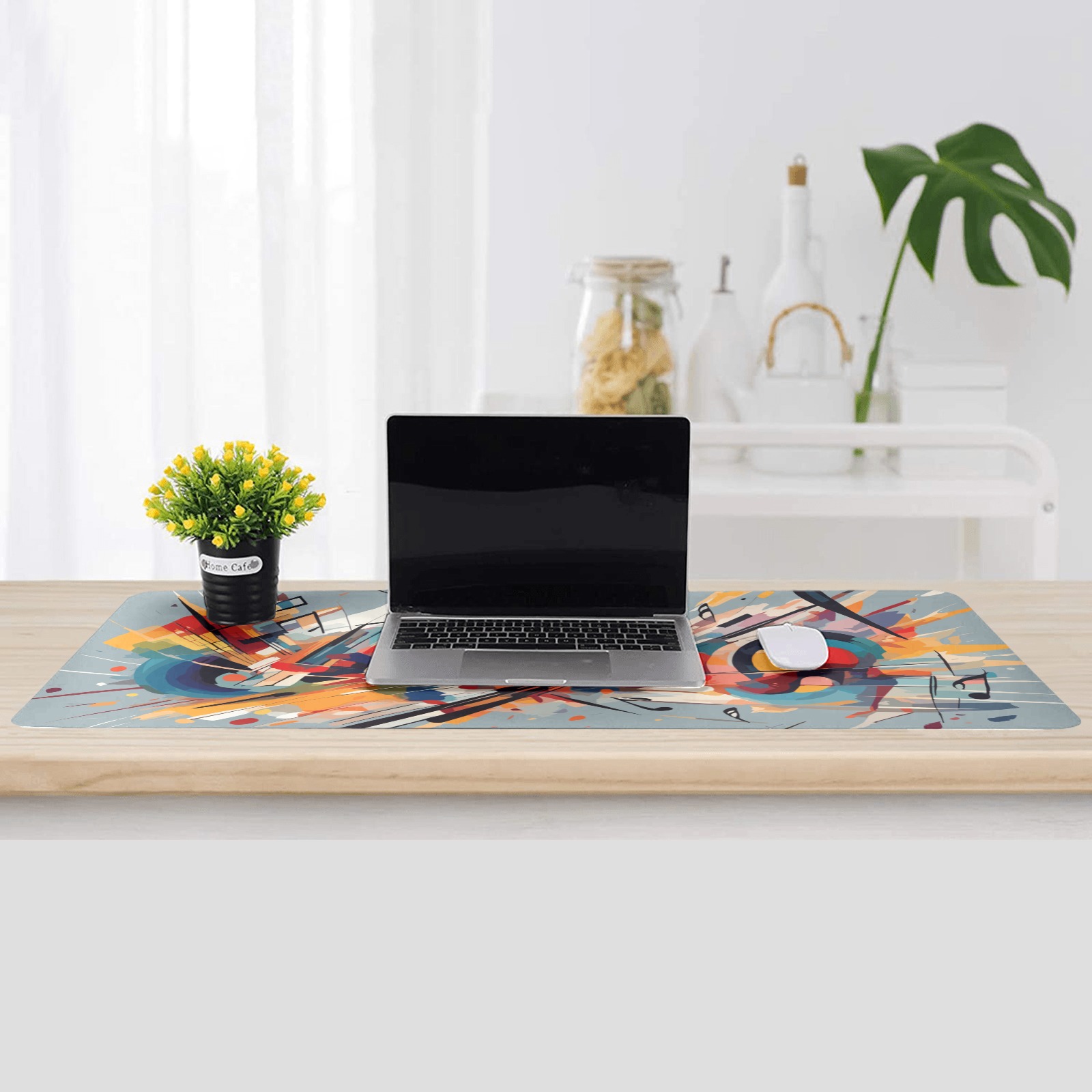 Music and notes. Charming colorful abstract art Gaming Mousepad (35"x16")
