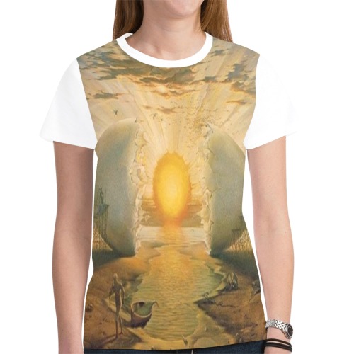 broken egg and sun in the middle at the sea Tshirt New All Over Print T-shirt for Women (Model T45)