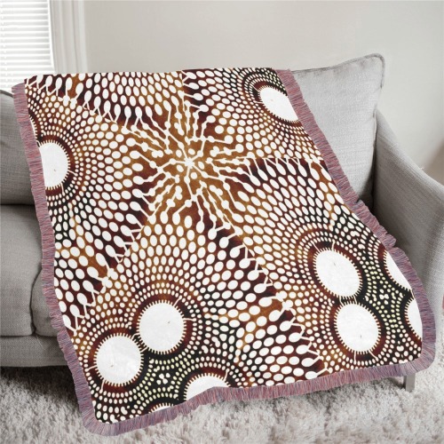 AFRICAN PRINT PATTERN 4 Ultra-Soft Fringe Blanket 50"x60" (Mixed Pink)