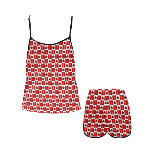 Canadian Flag Women's Spaghetti Strap Short Pajama Set