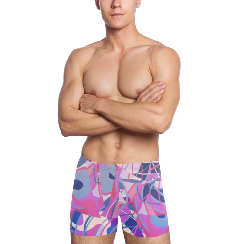 Violet, Gold Abstract Tangles Men's Swimming Trunks (Model L60)