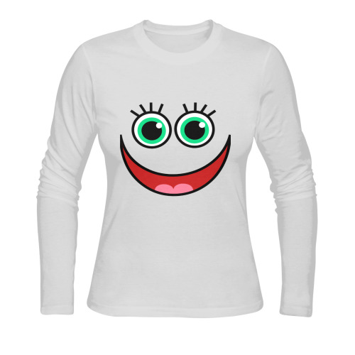Don’t Worry Be Happy Cartoon Face Sunny Women's T-shirt (long-sleeve) (Model T07)
