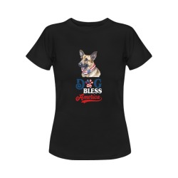 German Shepherd Dog Bless America Women's T-Shirt in USA Size (Front Printing Only)