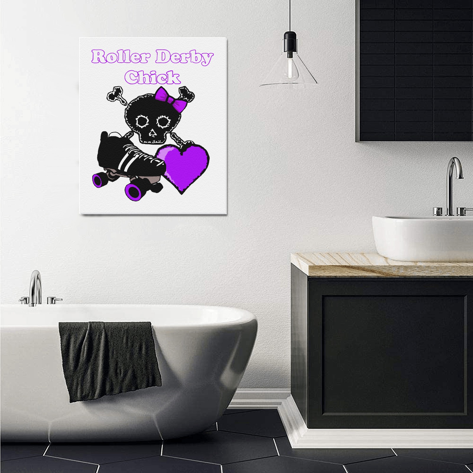 Roller Derby Chick (Purple) Frame Canvas Print 20"x24"