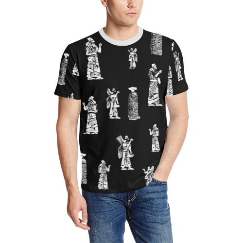 Anonnaki on black Men's All Over Print T-Shirt (Solid Color Neck) (Model T63)