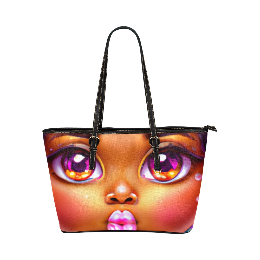 SMOOCHES tote Leather Tote Bag/Small (Model 1651)