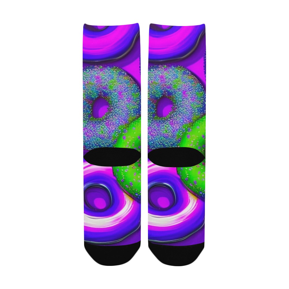 Colorful Donuts Purple Custom Socks for Women