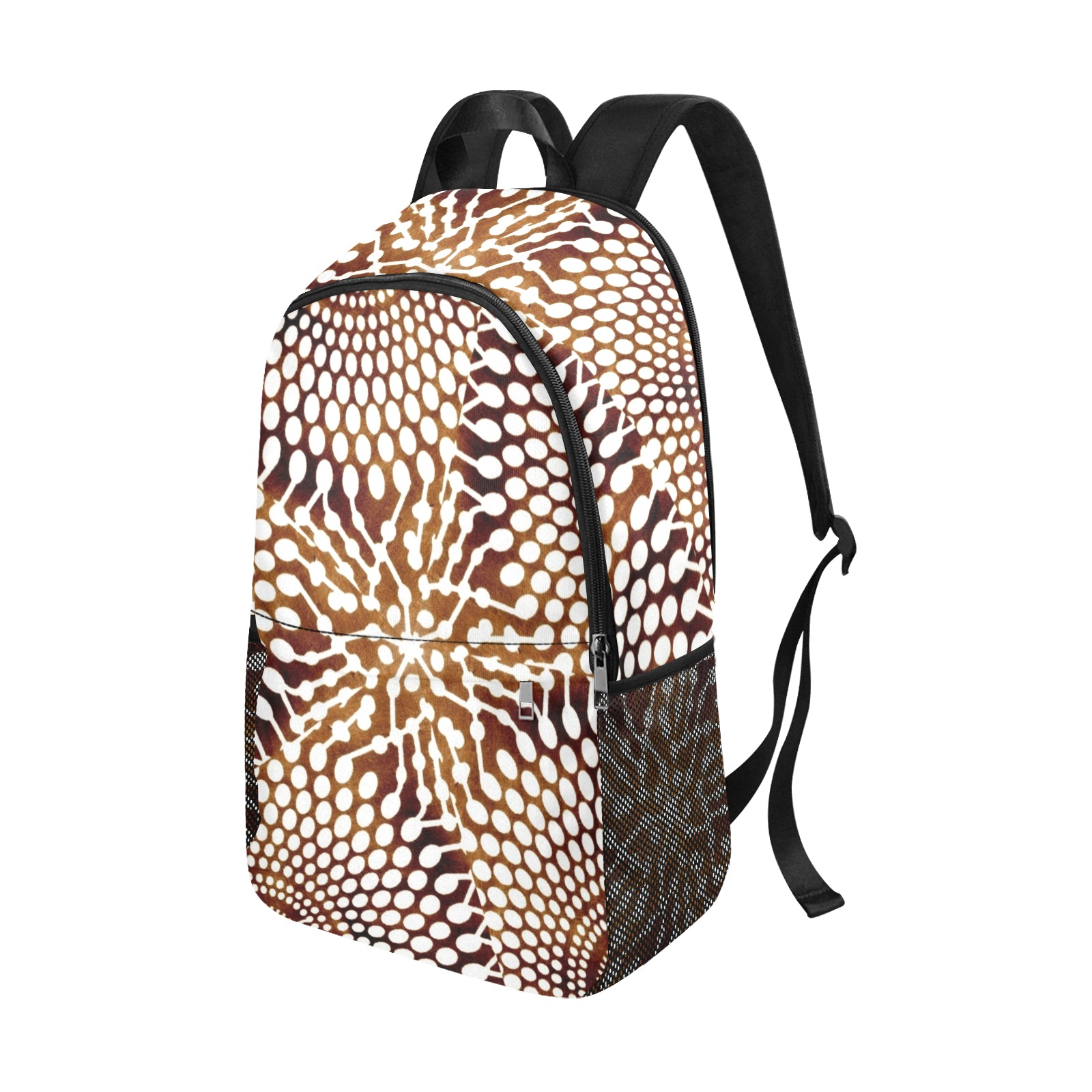 AFRICAN PRINT PATTERN 4 Fabric Backpack with Side Mesh Pockets (Model 1659)