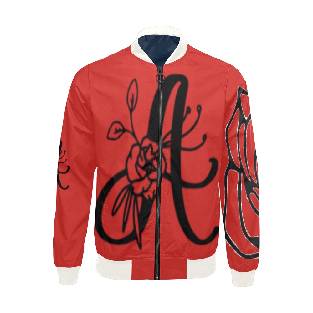 Mens Aromatherapy Apparel Red Boomer Jacket All Over Print Bomber Jacket for Men (Model H19)
