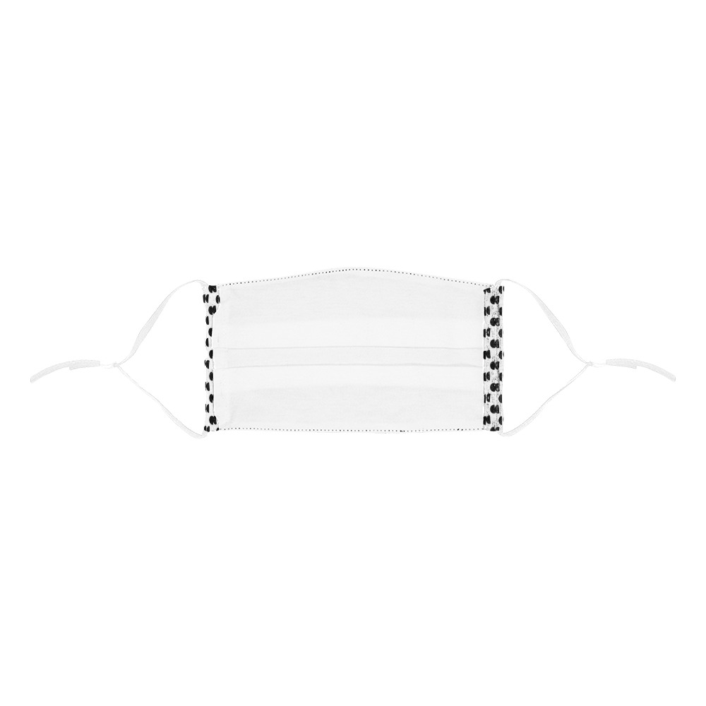 Black and white abstract geometry Pleated Mouth Mask with Drawstring (Model M06)