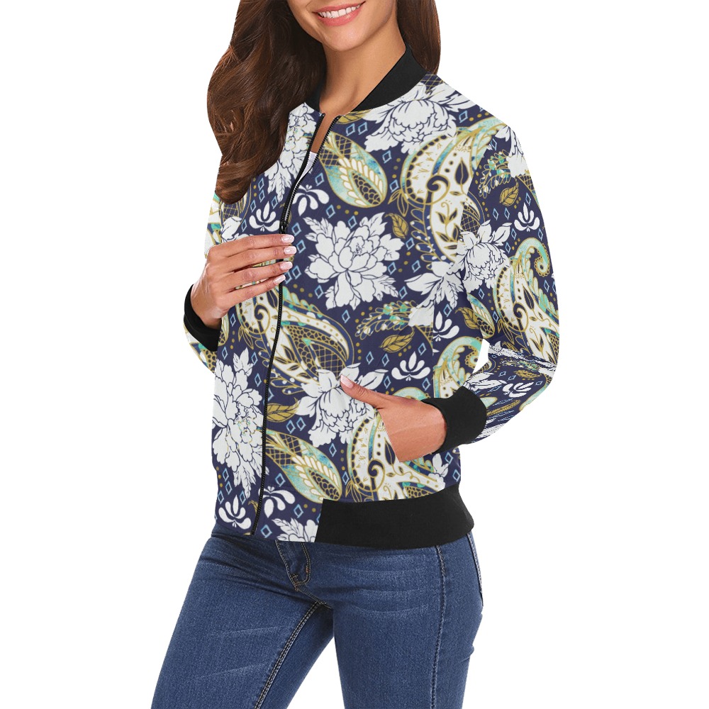 Paisley obsession-87 All Over Print Bomber Jacket for Women (Model H19)