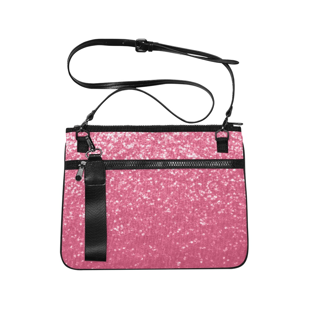 Magenta light pink red faux sparkles glitter Slim Clutch Bag (Model 1668)
