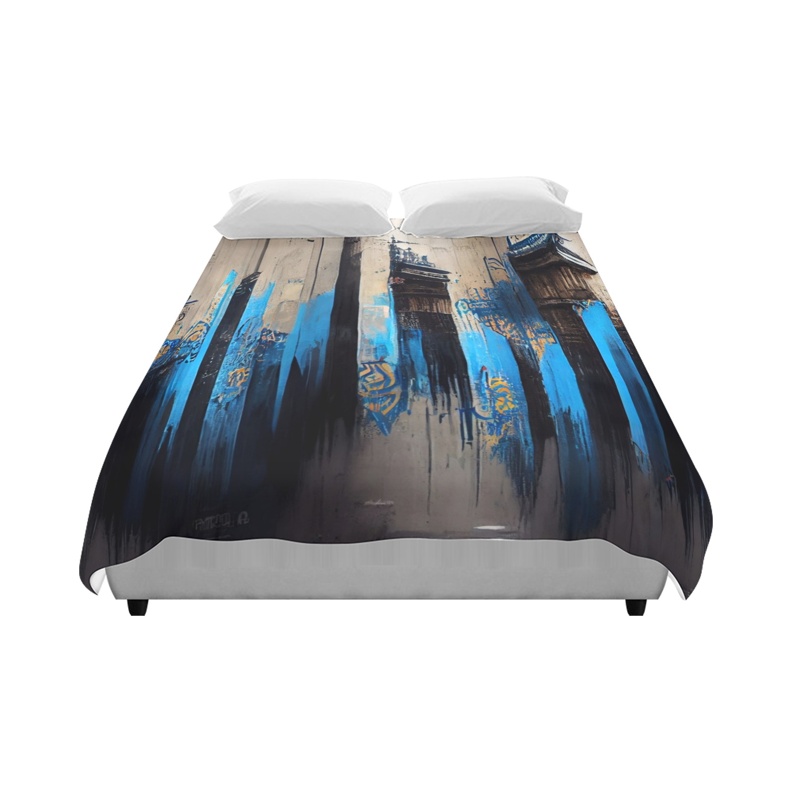 graffiti building's black and blue Duvet Cover 86"x70" ( All-over-print)