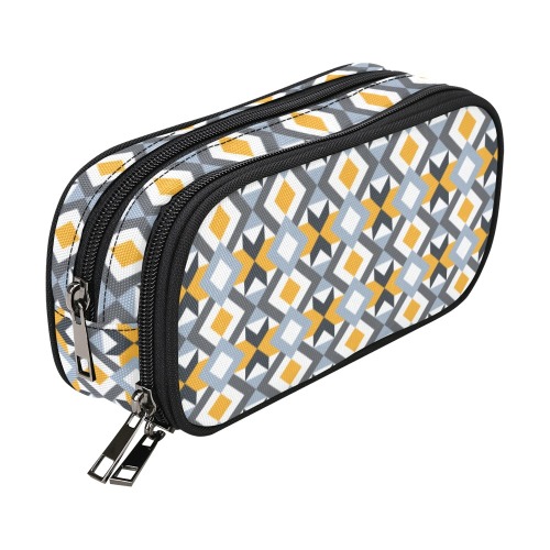 Retro Angles Abstract Geometric Pattern Pencil Pouch/Large (Model 1680)