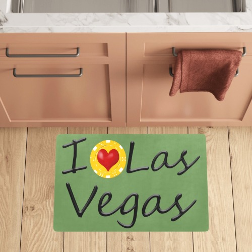 I Love Las Vegas / Green Kitchen Mat 28"x17"