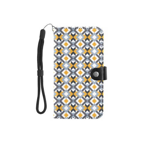 Retro Angles Abstract Geometric Pattern Flip Leather Purse for Mobile Phone/Small (Model 1704)