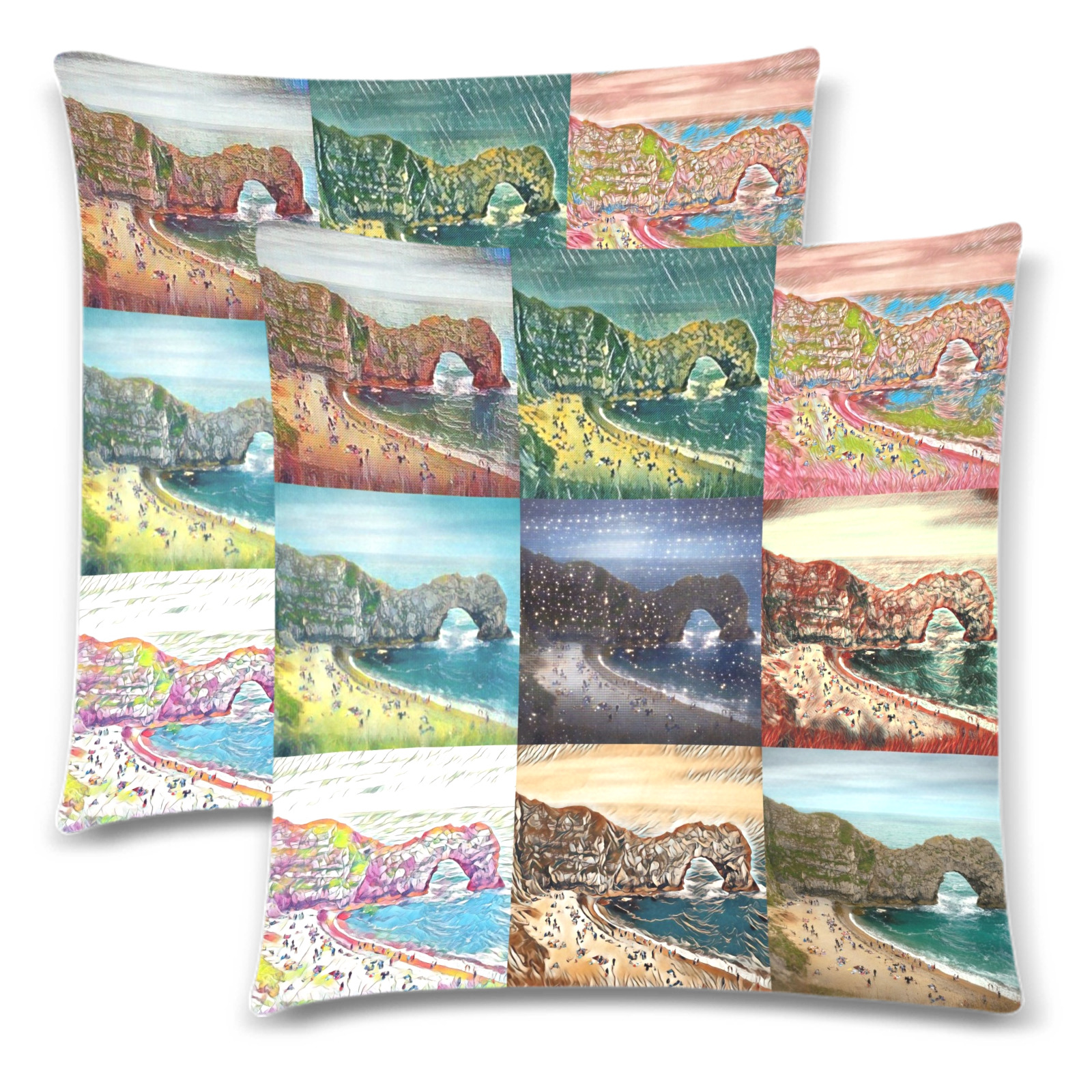Durdle Door, Dorset, England Collage Custom Zippered Pillow Cases 18"x 18" (Twin Sides) (Set of 2)