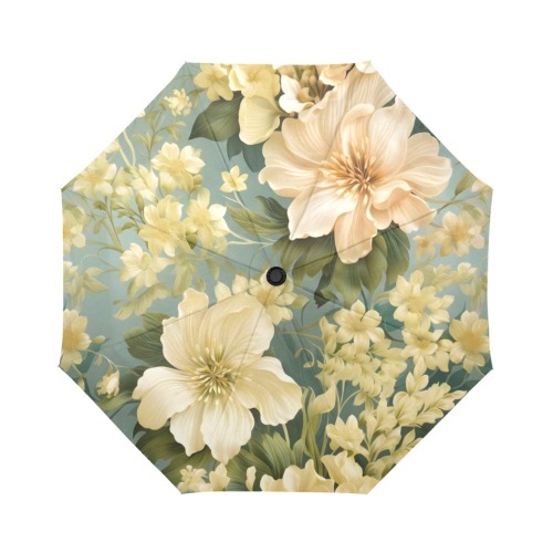 Sage and Pink Floral Wedding Auto Umbrella