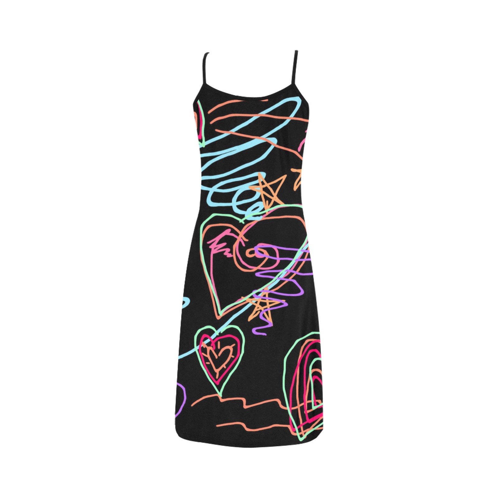 Crazy Hearts Abstract Art to Wear Alcestis Slip Dress (Model D05)